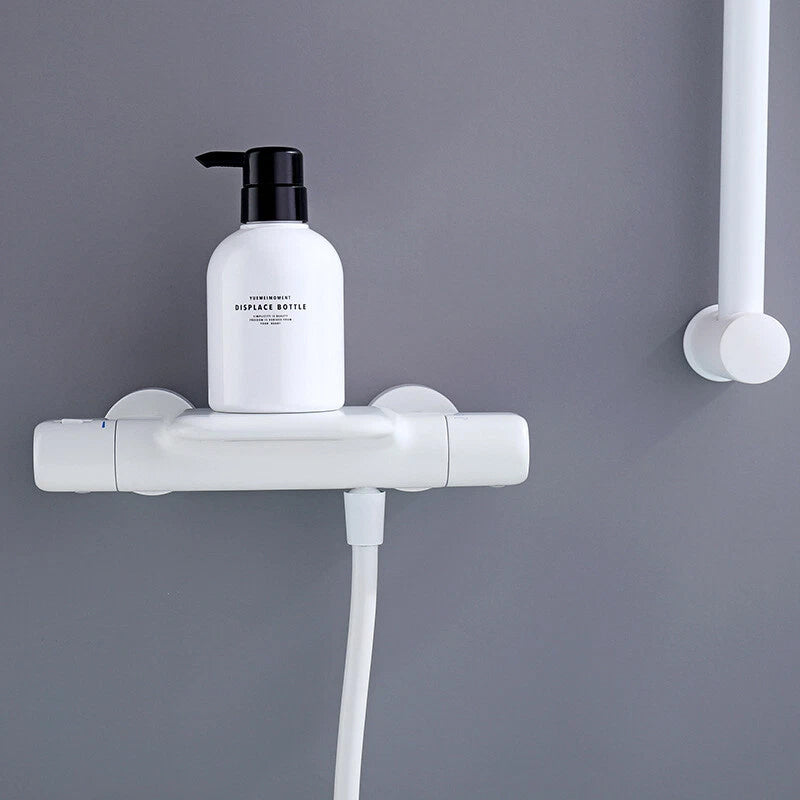 Witte thermostatische badkraan met handdouche en glijstang