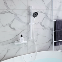 Witte thermostatische badkraan met handdouche en glijstang