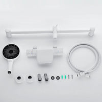 Witte thermostatische badkraan met handdouche en glijstang