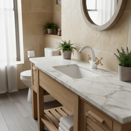 Badique Witte Wastafelkraan met Gouden Details