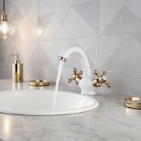 Badique Witte Wastafelkraan met Gouden Details