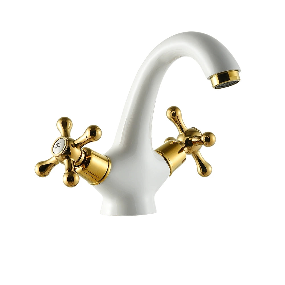 Badique Witte Wastafelkraan met Gouden Details