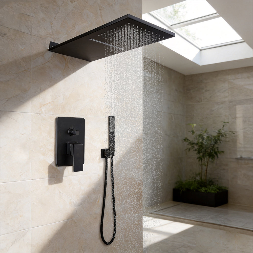 Zwarte Inbouw Regendouche met Extra Brede Stortdouche