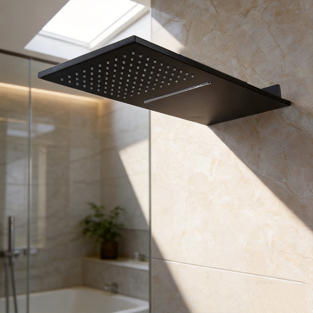 Zwarte Inbouw Regendouche met Extra Brede Stortdouche