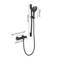 Zwarte thermostatische badkraan met handdouche en glijstang