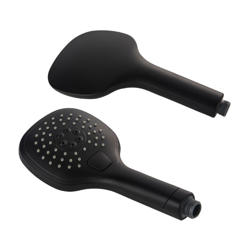 Zwarte thermostatische badkraan met handdouche en glijstang