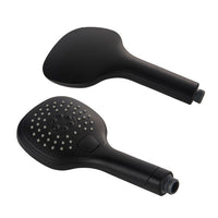 Zwarte thermostatische badkraan met handdouche en glijstang