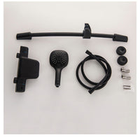 Zwarte thermostatische badkraan met handdouche en glijstang