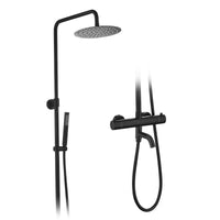 Zwarte opbouw regendouche met thermostaat