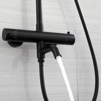 Zwarte opbouw regendouche met thermostaat