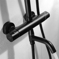 Zwarte opbouw regendouche met thermostaat