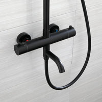 Zwarte opbouw regendouche met thermostaat