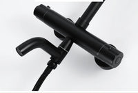 Zwarte opbouw regendouche met thermostaat