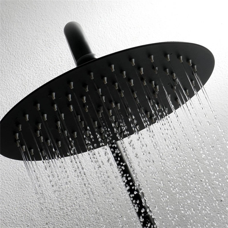 Zwarte opbouw regendouche met thermostaat