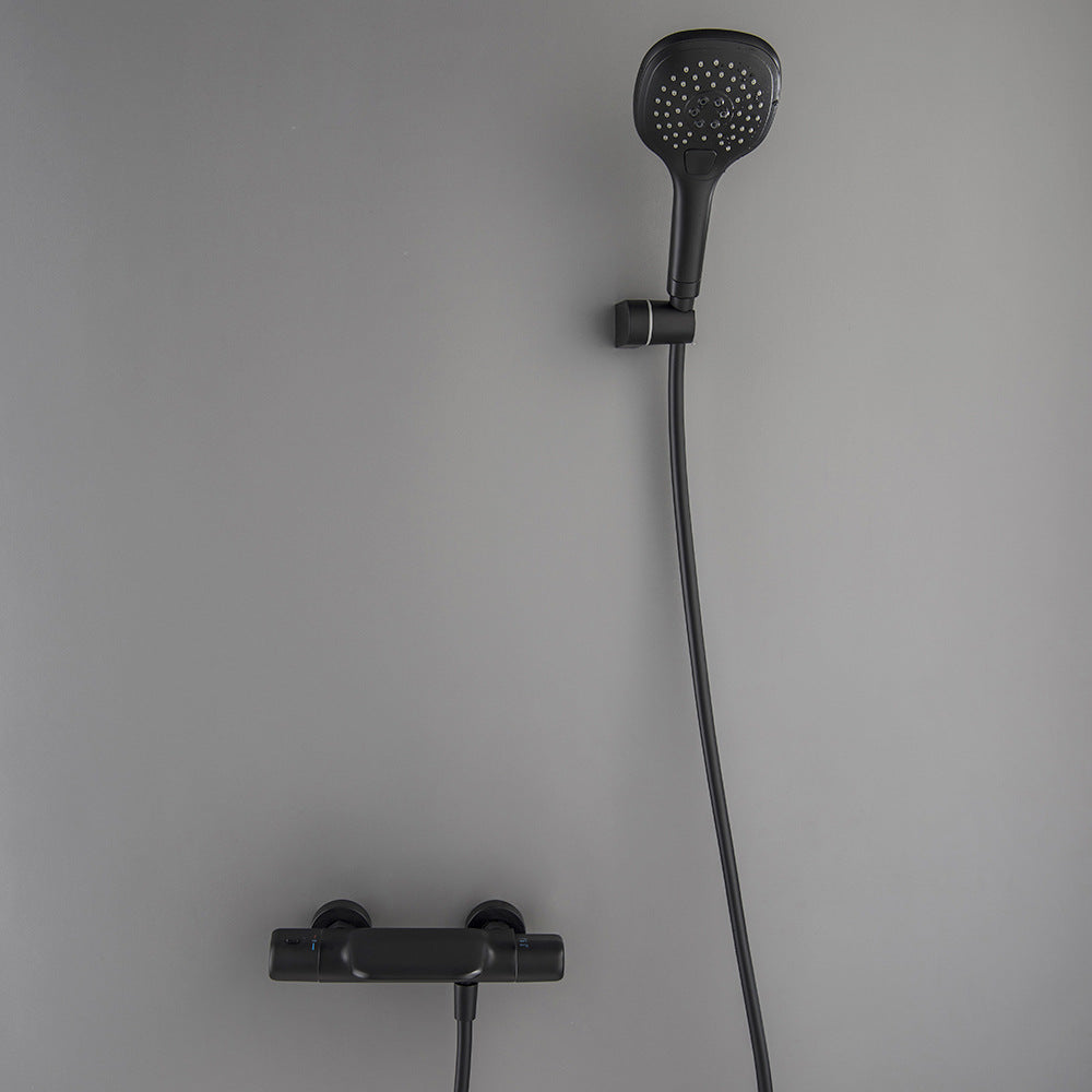Thermostatische waterval badkraan met handdouche – mat zwart