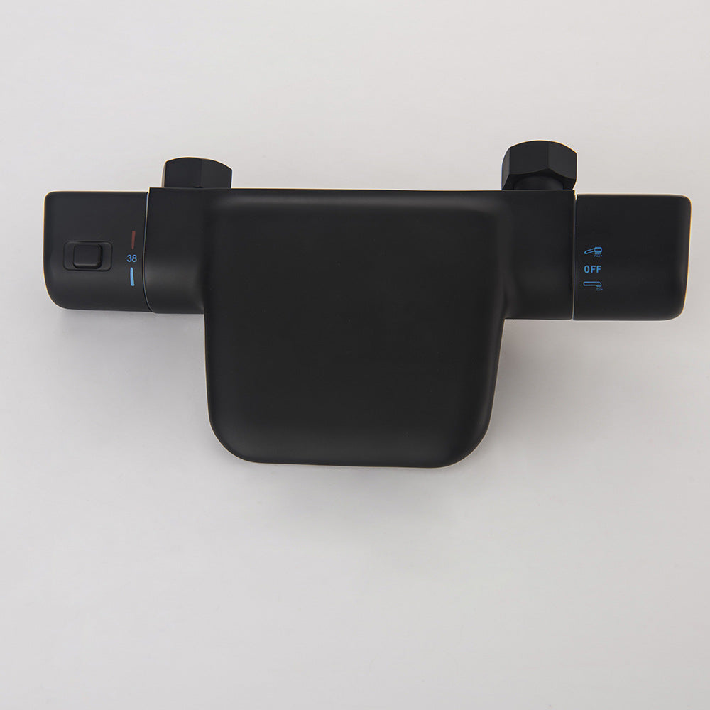 Thermostatische waterval badkraan met handdouche – mat zwart