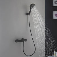 Thermostatische waterval badkraan met handdouche – mat zwart