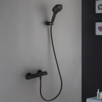 Thermostatische waterval badkraan met handdouche – mat zwart