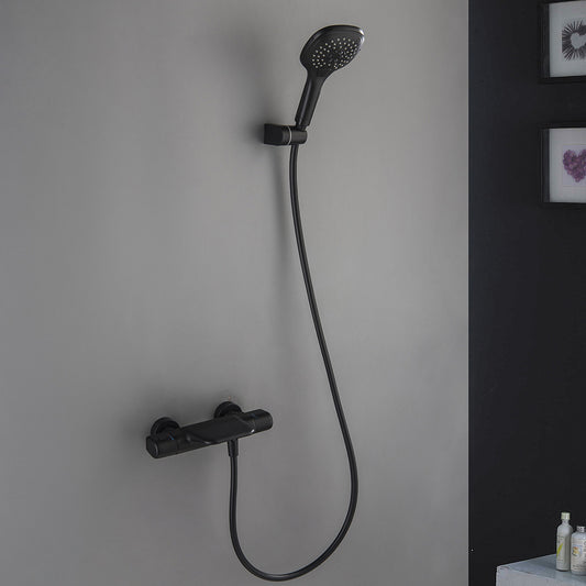 Thermostatische waterval badkraan met handdouche – mat zwart