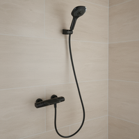 Thermostatische waterval badkraan met handdouche – mat zwart