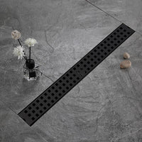 Zwarte vloerdrain met onderaansluiting – 60 cm