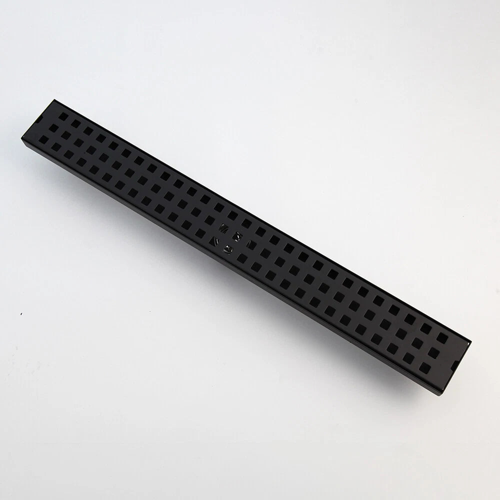 Zwarte vloerdrain met onderaansluiting – 60 cm