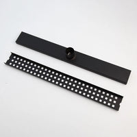 Zwarte vloerdrain met onderaansluiting – 60 cm