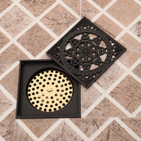 Zwarte vloerput/doucheput 10×10 cm met stankafsluiter