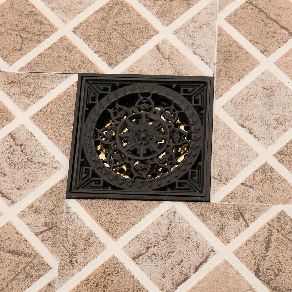 Zwarte vloerput/doucheput 10×10 cm met stankafsluiter