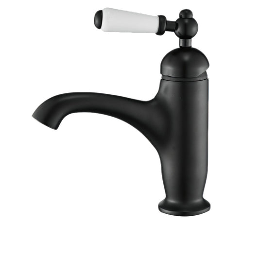 Zwarte nostalgische wastafelkraan met keramische hendel