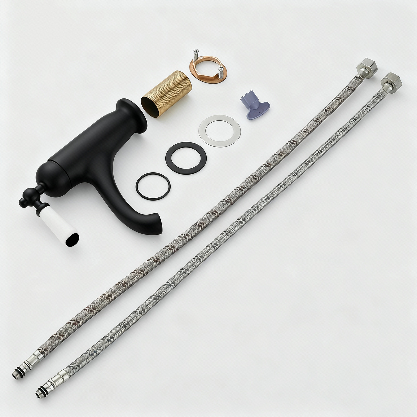 Zwarte nostalgische wastafelkraan met keramische hendel