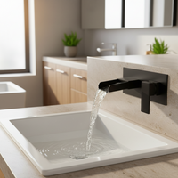 Luxe zwarte inbouw watervalkraan