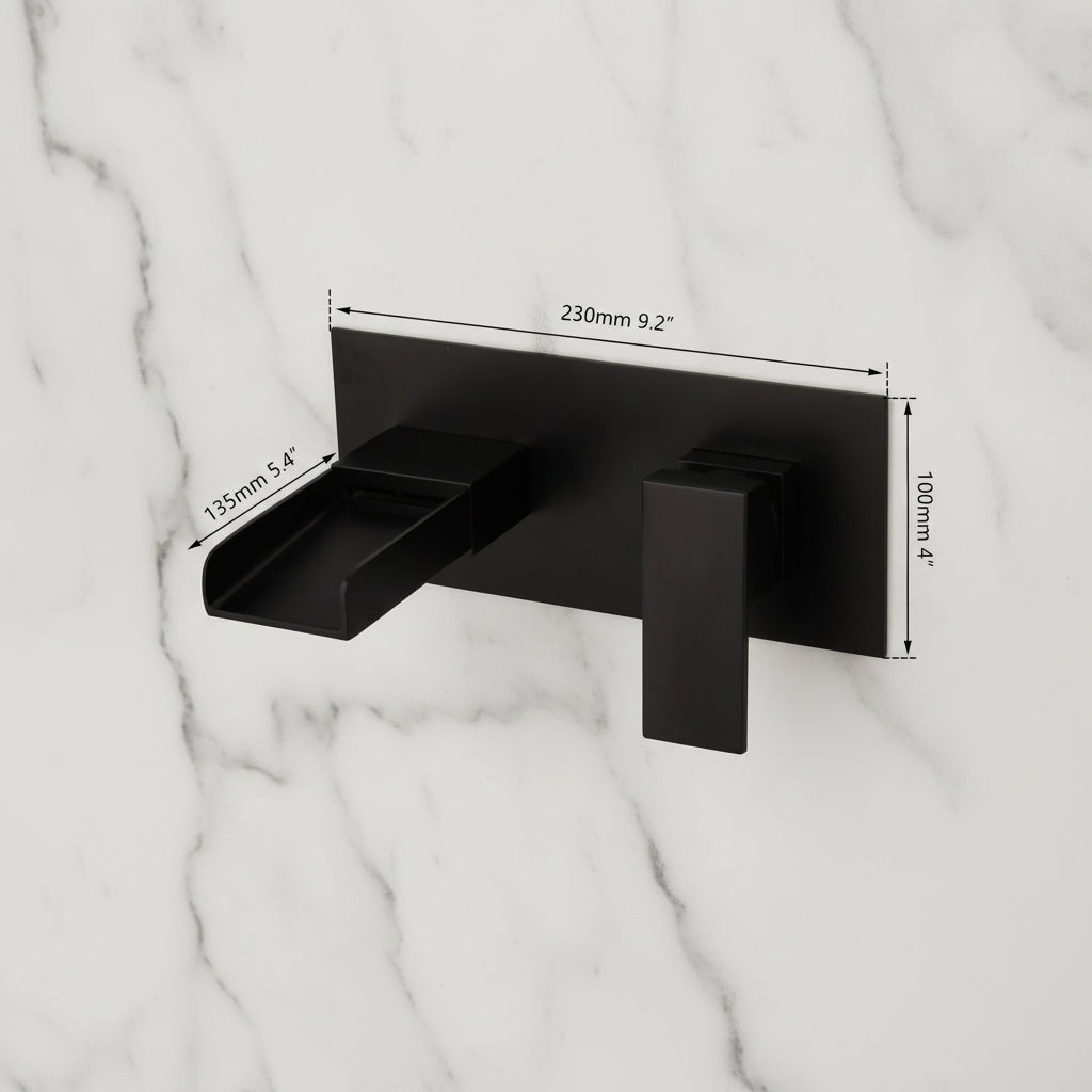 Luxe zwarte inbouw watervalkraan