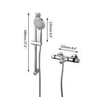 Thermostatische chroom badkraan met glijstang