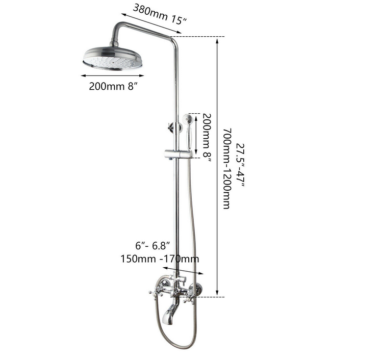 Landelijk chroom douche-set