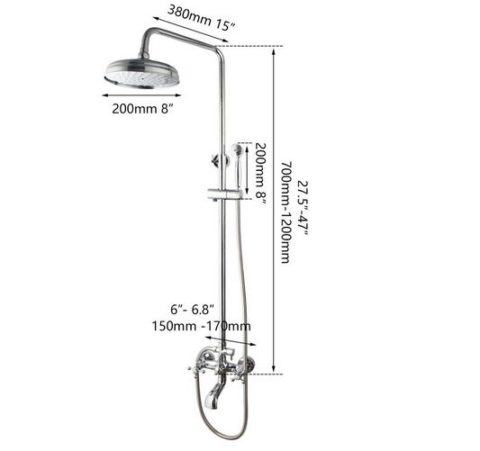 Landelijk chroom douche-set