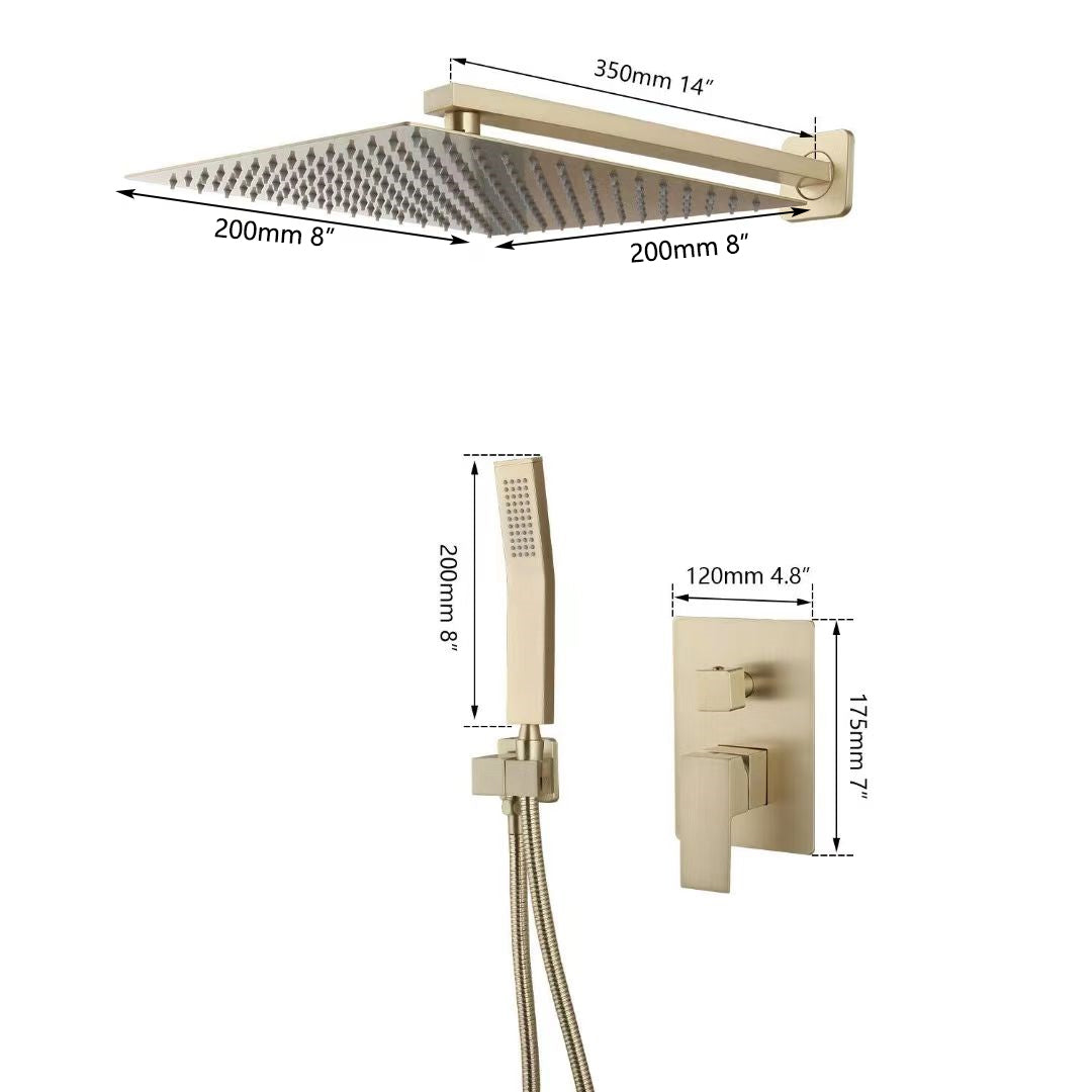 Geborsteld gouden inbouw douche