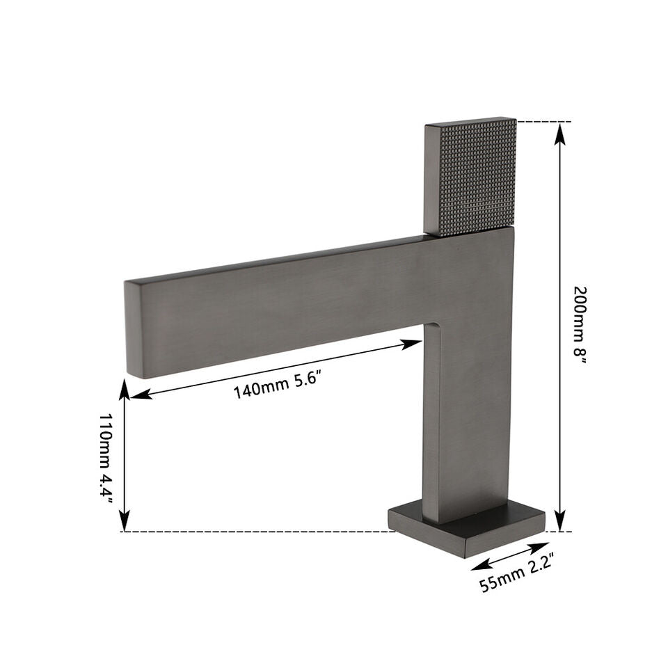 Moderne Gun metal wastafelkraan plat model