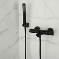 Thermostatische badkraan – mat zwart, complete set met handdouche