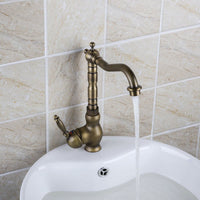 Landelijke keukenkraan bronskleur met hoge uitloop