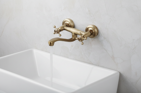 Nostalgische muurkraan bronskleurig met draaibare uitloop