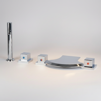 Luxurious 5-piece waterfall tap for mounting on the bath rim