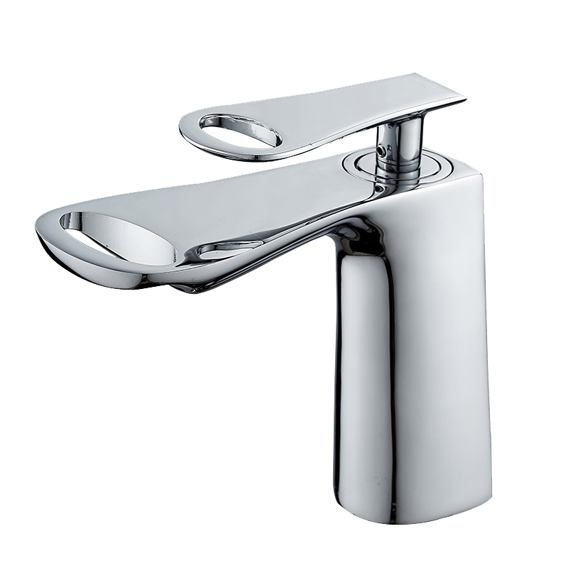 Compacte chroom wastafelmengkraan met waterval-uitloop