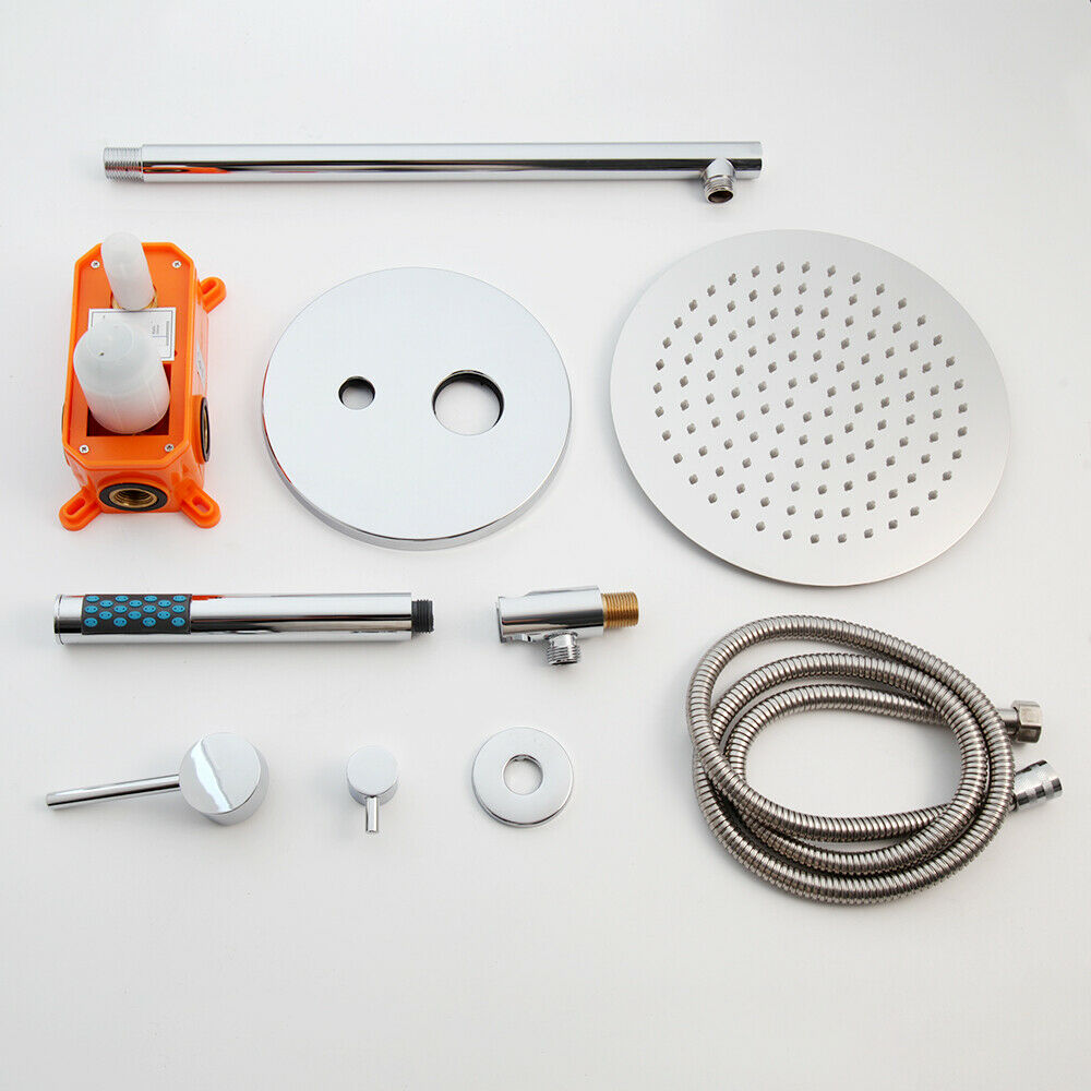 Regendouchekop Set, Chrome Regendouche Overhead Kit 15 cm Ronde Douchekop 400mm Douchestang 1.5 m Slang voor Douche Systeem Regendouchekop Set, Chrome Regendouche Overhead Kit 15 cm Ronde Douchekop 400mm Douchestang 1.5 m Slang voor Douche Systeem
