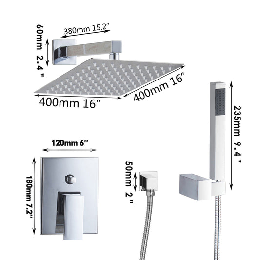 LED chroom inbouw douche