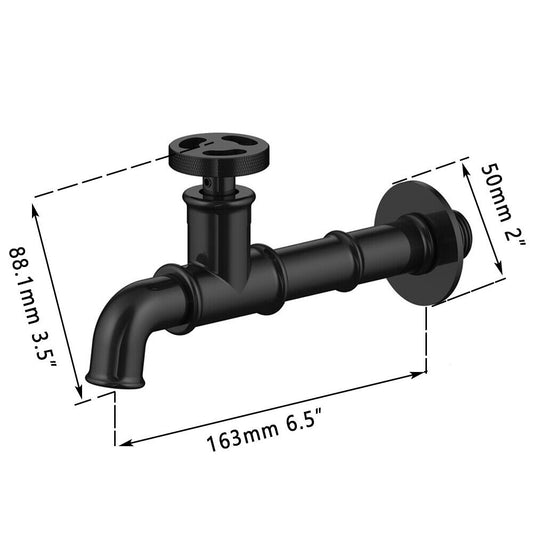 Koudwater muurkraan industrieel zwart