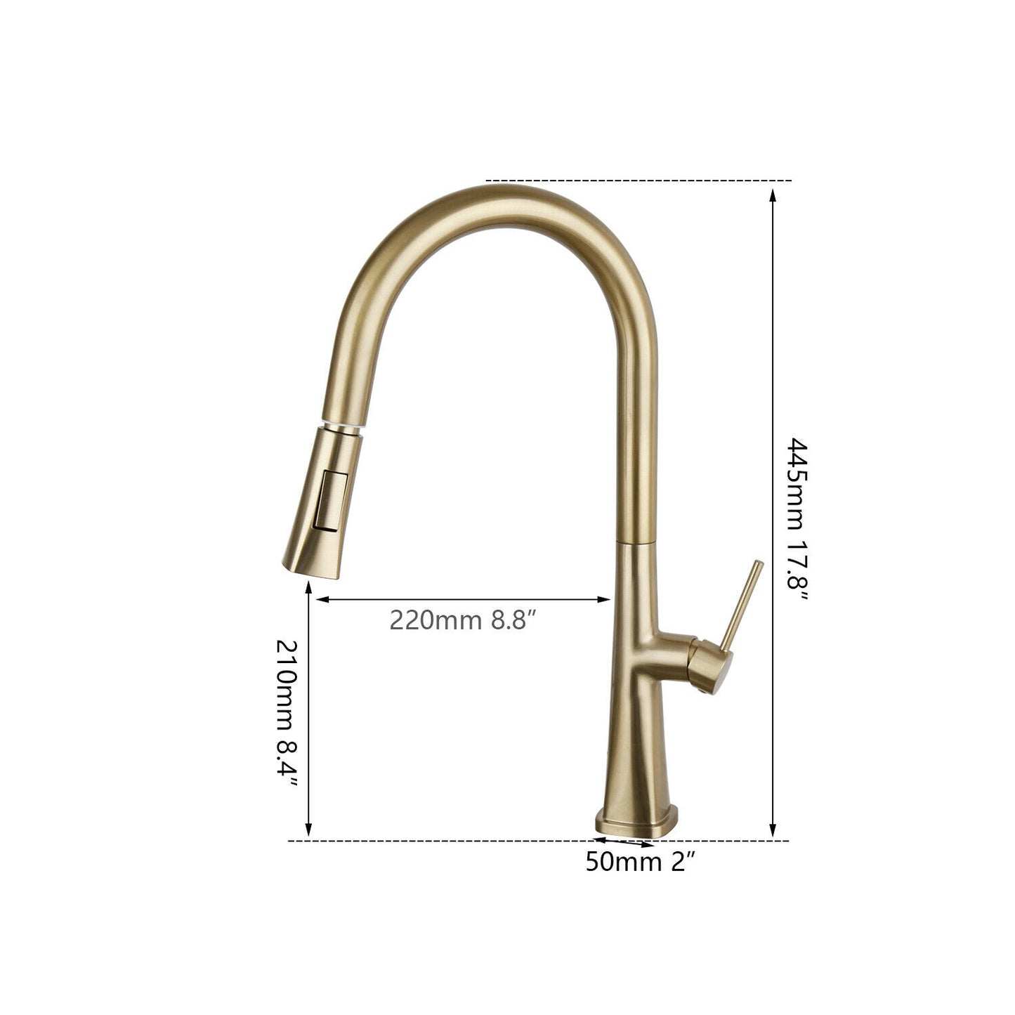 Geborsteld gouden keuken kraan