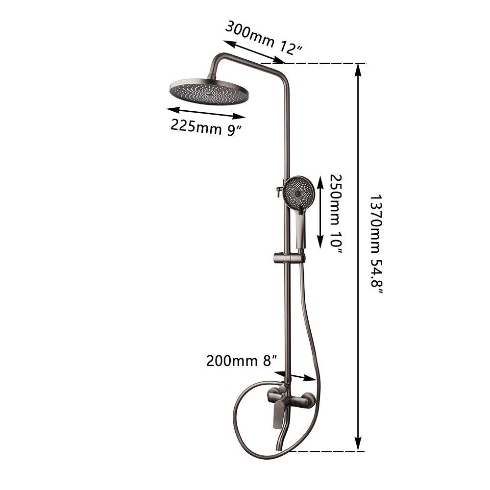 Gun metal opbouw douche regendouche