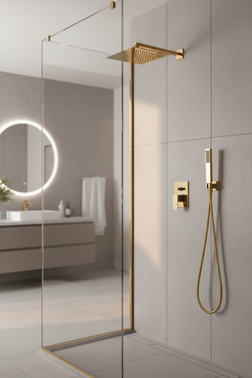 Luxe gouden inbouwdoucheset