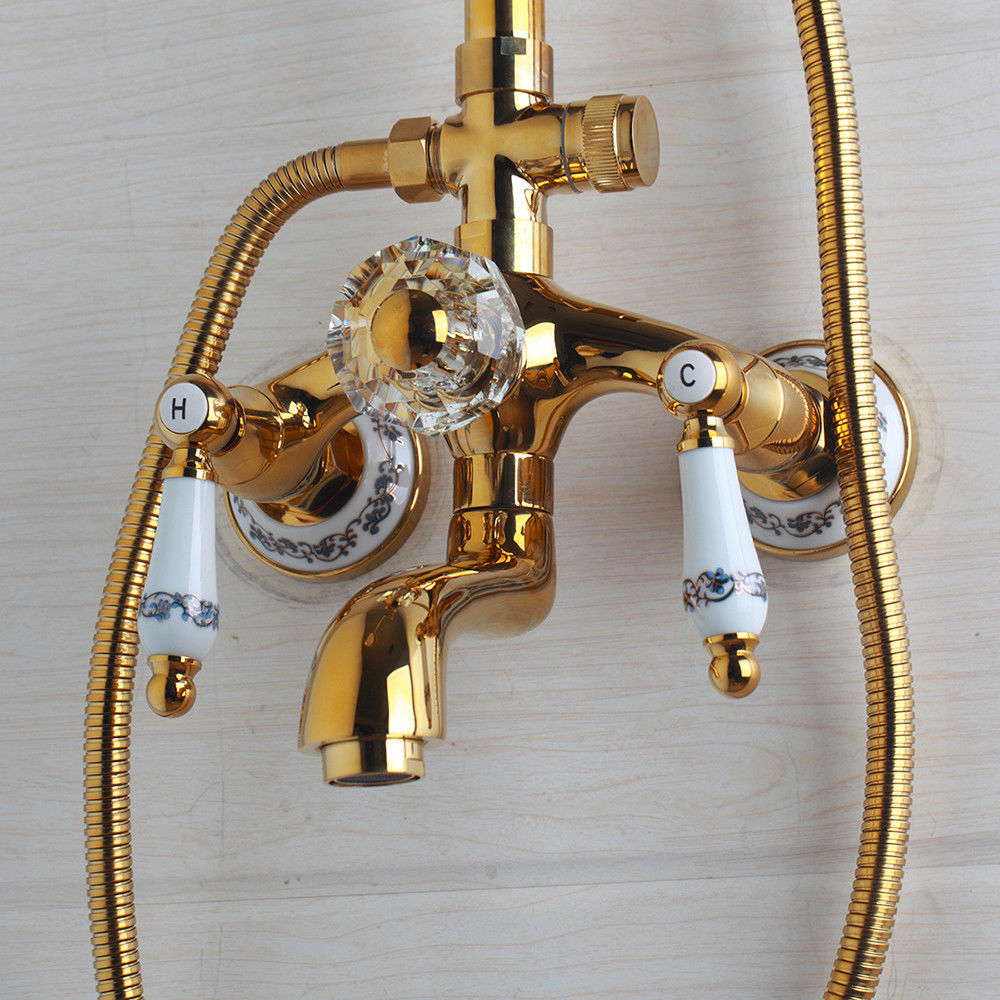 Goudkleurige opbouw douche-set